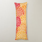 Dahlia Flowers, Flowers Pattern, Oranje Dahlia Lichaamskussen (Achterkant (Verticaal))