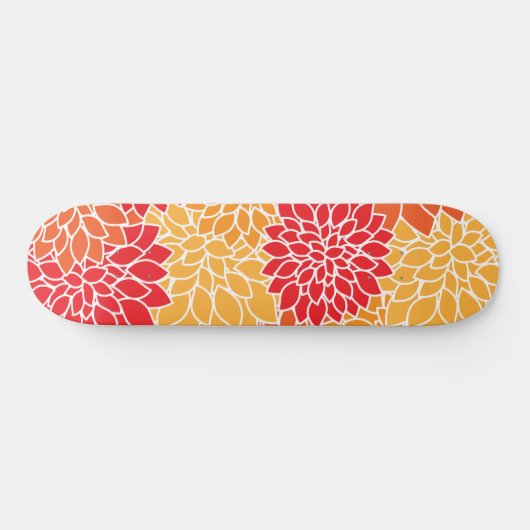 Dahlia Flowers, Flowers Pattern, Oranje Dahlia Persoonlijk Skateboard (Horizontaal)