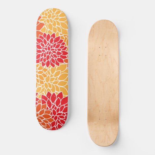 Dahlia Flowers, Flowers Pattern, Oranje Dahlia Persoonlijk Skateboard (Voorkant)
