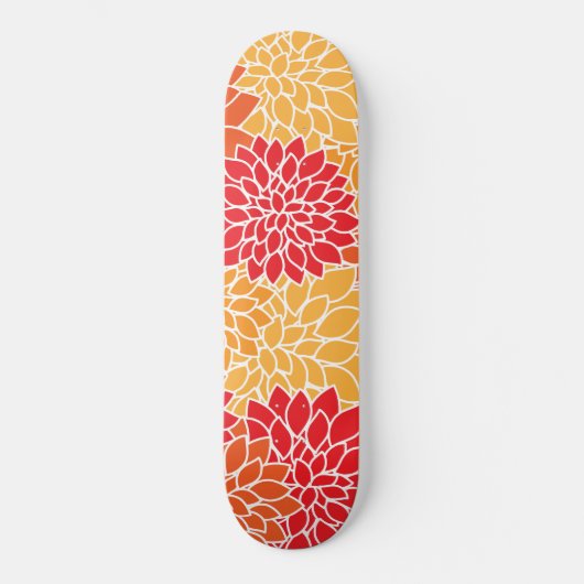 Dahlia Flowers, Flowers Pattern, Oranje Dahlia Persoonlijk Skateboard (Voorkant)