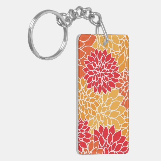 Dahlia Flowers, Flowers Pattern, Oranje Dahlia Sleutelhanger (Voorkant Links)
