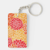 Dahlia Flowers, Flowers Pattern, Oranje Dahlia Sleutelhanger (achterkant)