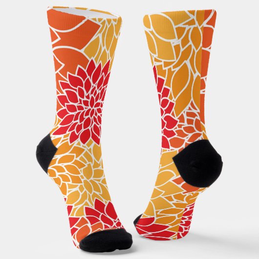 Dahlia Flowers, Flowers Pattern, Oranje Dahlia Sokken (Gebogen)