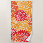 Dahlia Flowers, Flowers Pattern, Oranje Dahlia Strandlaken (Voorkant)