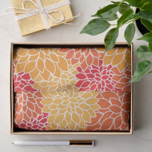 Dahlia Flowers, Flowers Pattern, Oranje Dahlia Tissuepapier (Geschenk)