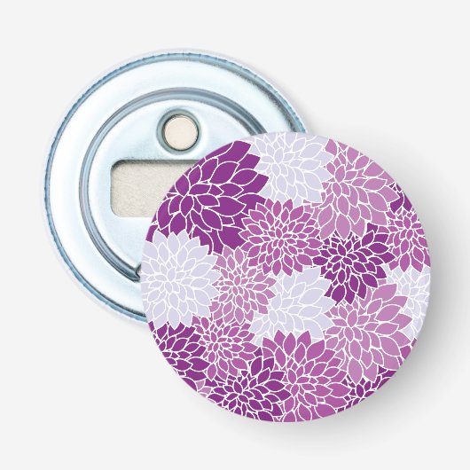 Dahlia Flowers, Flowers Pattern, Paarse Dahlia Button Flesopener (Voorkant)