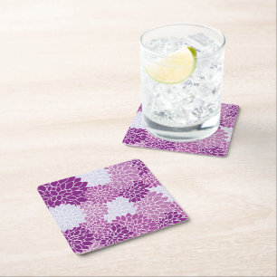 Dahlia Flowers, Flowers Pattern, Paarse Dahlia Kartonnen Onderzetters