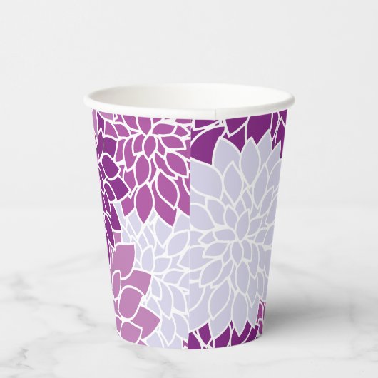 Dahlia Flowers, Flowers Pattern, Paarse Dahlia Papieren Bekers (Rechts)