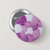 Dahlia Flowers, Flowers Pattern, Paarse Dahlia Ronde Button 5,7 Cm (Voorkant /achterkant)