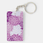 Dahlia Flowers, Flowers Pattern, Paarse Dahlia Sleutelhanger (achterkant)