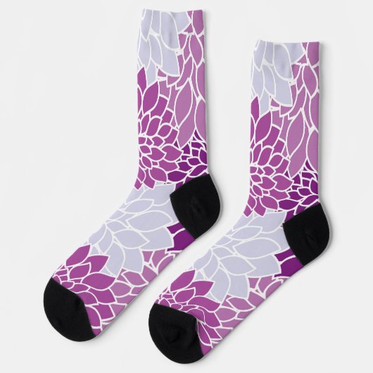 Dahlia Flowers, Flowers Pattern, Paarse Dahlia Sokken (Links)