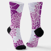 Dahlia Flowers, Flowers Pattern, Paarse Dahlia Sokken (Gebogen)