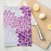 Dahlia Flowers, Flowers Pattern, Paarse Dahlia Theedoek (Quarter Fold)