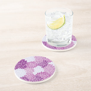 Dahlia Flowers, Flowers Pattern, Paarse Dahlia Zandsteen Onderzetter