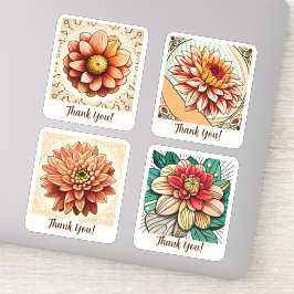 Dahlia Flowers Groovy Retro gepersonaliseerd Sticker
