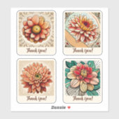 Dahlia Flowers Groovy Retro gepersonaliseerd Sticker (Vel)