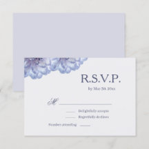 Dahlia Flowers Lila Blue Elegant Wedding RSVP