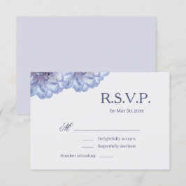 Dahlia Flowers Lila Blue Elegant Wedding RSVP Kaart