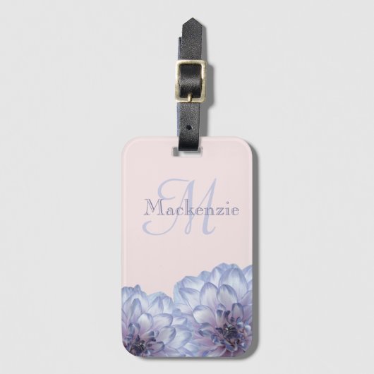 Dahlia Flowers lila blush monogram custom name Bagagelabel (Voorkant (verticaal))