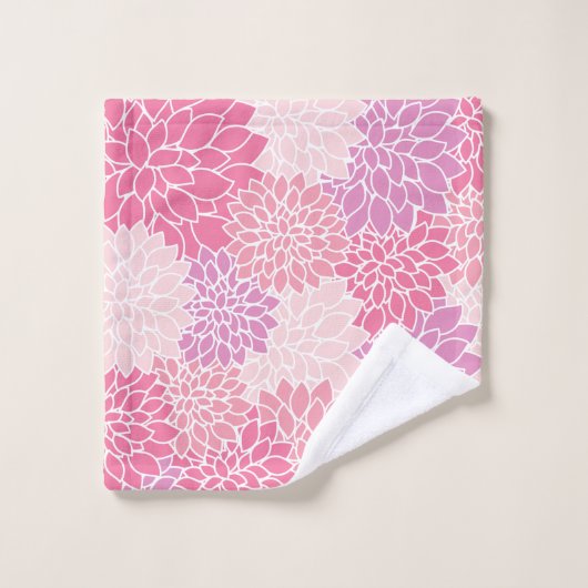 Dahlia Flowers, patroon van bloemen, roze Dahlia Bad Handdoek (Wasdoekje)