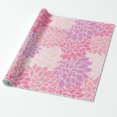 Dahlia Flowers, patroon van bloemen, roze Dahlia Cadeaupapier (Uitgerold)
