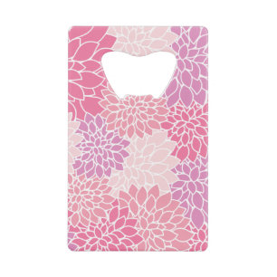 Dahlia Flowers, patroon van bloemen, roze Dahlia Creditkaart Flessenopener