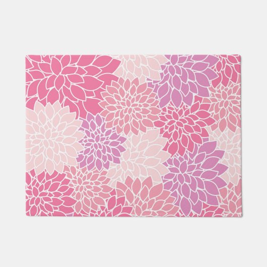 Dahlia Flowers, patroon van bloemen, roze Dahlia Deurmat (Voorkant)