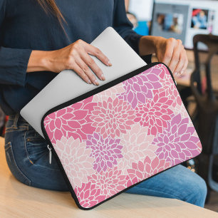 Dahlia Flowers, patroon van bloemen, roze Dahlia Laptop Sleeve