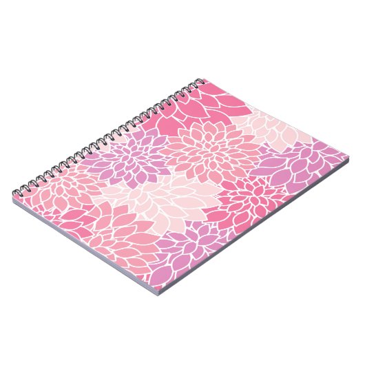 Dahlia Flowers, patroon van bloemen, roze Dahlia Notitieboek (Linkerzijde)