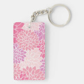 Dahlia Flowers, patroon van bloemen, roze Dahlia Sleutelhanger (achterkant)