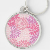 Dahlia Flowers, patroon van bloemen, roze Dahlia Sleutelhanger (Voorkant)