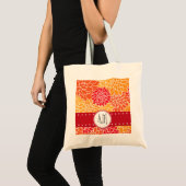 Dahlia Flowers, Sinaasappel Dahlia, Monogram Tote Bag (Voorkant (product))