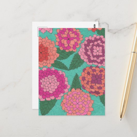 Dahlia Garden Briefkaart (Voorkant / Achterkant in situ)