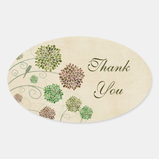Dahlia Garden Wedding Bedankt Oval Sticker (Voorkant)