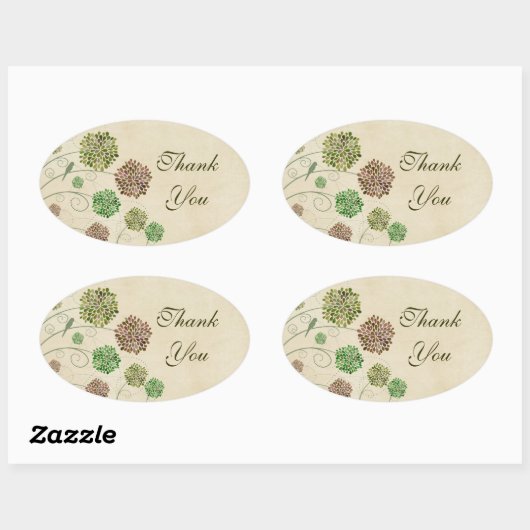 Dahlia Garden Wedding Bedankt Oval Sticker (Vel)