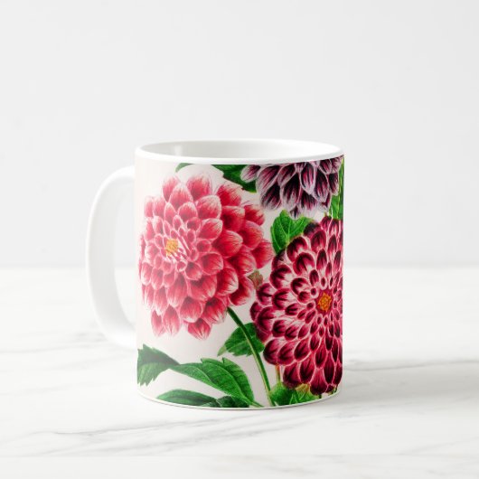 Dahlia geïllustreerd koffiemok (Voorkant links)