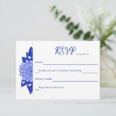 Dahlia gepersonaliseerde bruiloft RSVP Kaart (Staand voorkant)