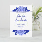 Dahlia gepersonaliseerde bruiloft uitnodiging (Staand voorkant)