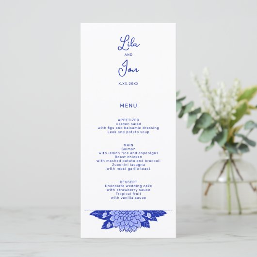 Dahlia Gepersonaliseerde Wedding Menu (Staand voorkant)