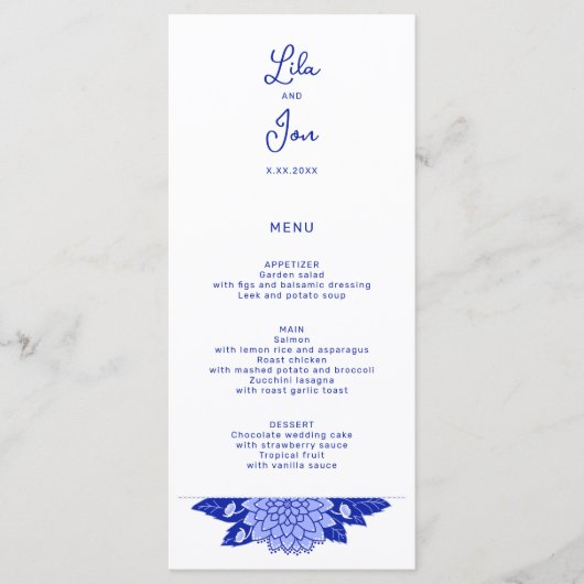 Dahlia Gepersonaliseerde Wedding Menu (Voorkant)