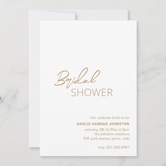 Dahlia Gold Hedendaags Modern Vrijgezellenfeest Kaart (Voorkant)