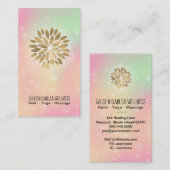 *~* Dahlia Gold Pastel Peach Green Yellow AP2 Visitekaartje (Voorkant / Achterkant)