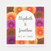 Dahlia Herfst Bloemige Bruiloft Servet (Voorkant)