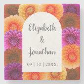 Dahlia Herfst Bloemige Bruiloft Stenen Onderzetter (Voorkant)