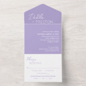 Dahlia Lavender Hedendaagse moderne bruiloft All In One Uitnodiging (Binnen)