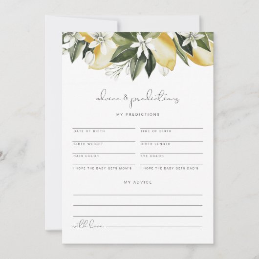 DAHLIA Lemon Baby Advice and Predictions Kaart (Voorkant)