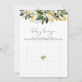 DAHLIA Lemon Citrus Baby shower Bingo Game Kaart (Voorkant)