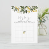 DAHLIA Lemon Citrus Baby shower Bingo Game Kaart (Staand voorkant)