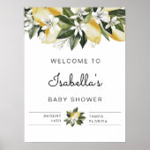 Dahlia - Lemon Citrus Floral Baby shower Welkom Poster (Voorkant)