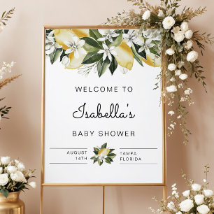 Dahlia - Lemon Citrus Floral Baby shower Welkom Poster